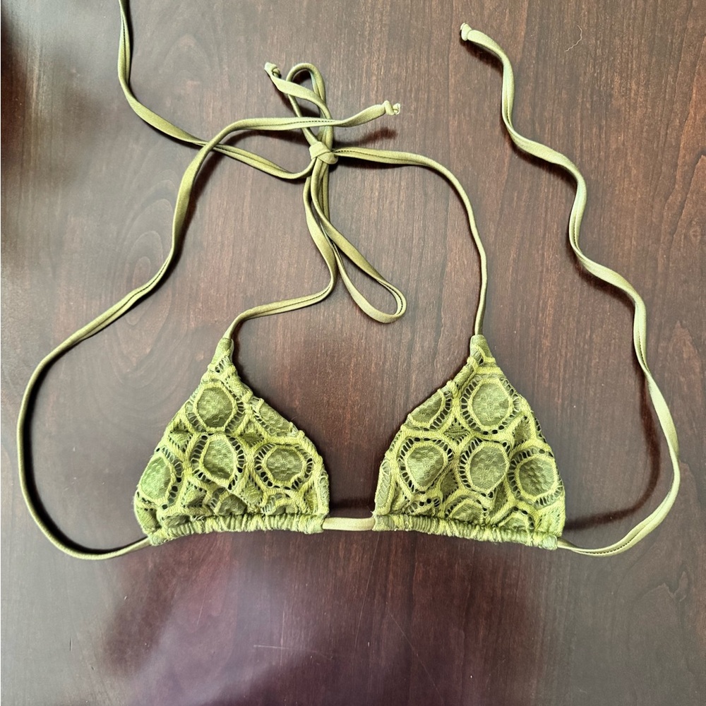 Dippin Daisy's green crotchet bikini top